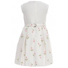 طقم فستان - أبيض - بنقشة زهور مع جاكيت لبنات السن المحير 36299