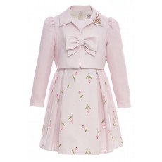 طقم فستان - وردي - بنقشة زهور مع جاكيت لبنات السن المحير 36299