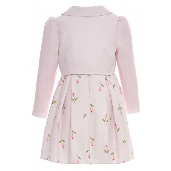 طقم فستان - وردي - بنقشة زهور مع جاكيت لبنات السن المحير 36299
