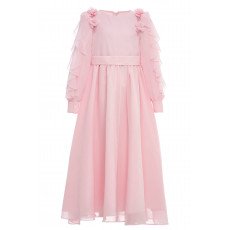 فستان شيفون ماكسي - وردي - لبنات السن المحير والمحجبات 36382