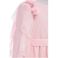 فستان شيفون ماكسي - وردي - لبنات السن المحير والمحجبات 36382