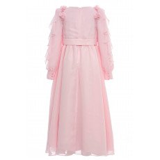 فستان شيفون ماكسي - وردي - لبنات السن المحير والمحجبات 36382