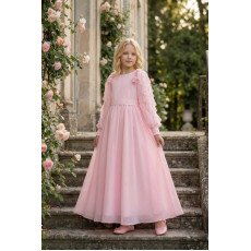 فستان شيفون ماكسي - وردي - لبنات السن المحير والمحجبات 36382