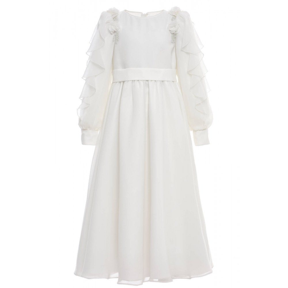 فستان شيفون ماكسي - أبيض - لبنات السن المحير والمحجات 36382