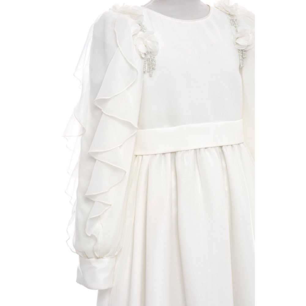 فستان شيفون ماكسي - أبيض - لبنات السن المحير والمحجات 36382