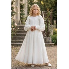 فستان شيفون ماكسي - أبيض - لبنات السن المحير والمحجات 36382