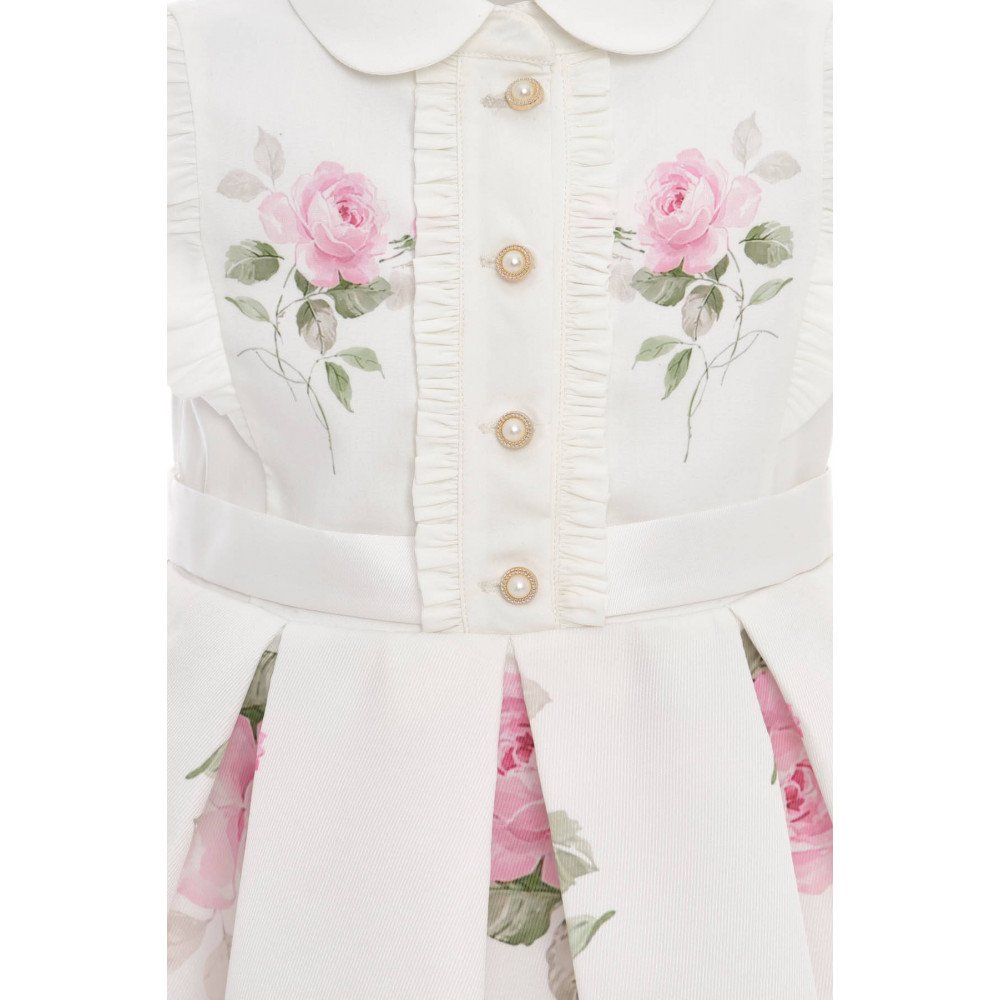 فستان - أبيض - بنقشة زهور مع حقيبة مطابقة 36343