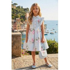 فستان - أزرق - بنقشة زهور مع حقيبة مطابقة 36343