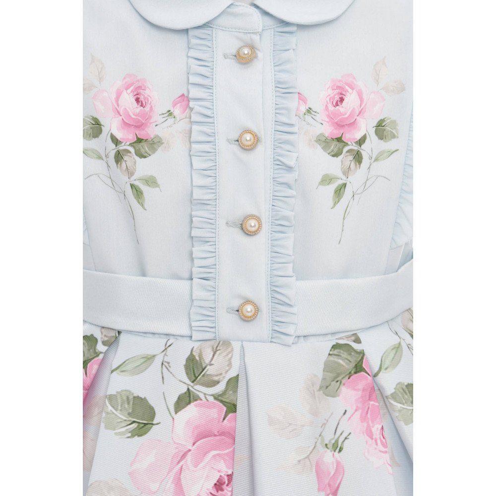 فستان - أزرق - بنقشة زهور مع حقيبة مطابقة 36343