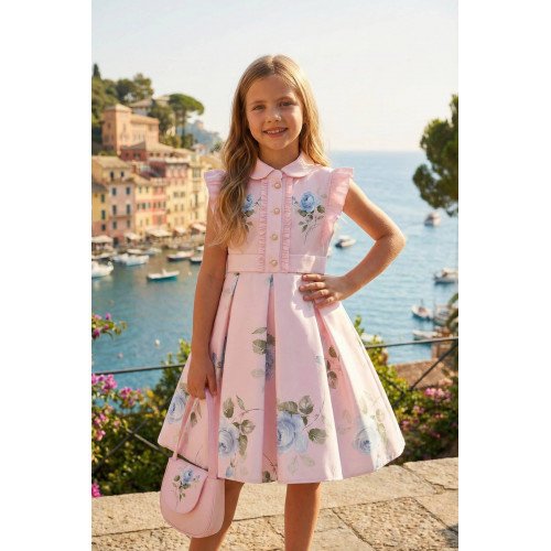 فستان - وردي - بنقشة زهور مع حقيبة مطابقة 36343