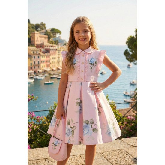 فستان - وردي - بنقشة زهور مع حقيبة مطابقة 36343