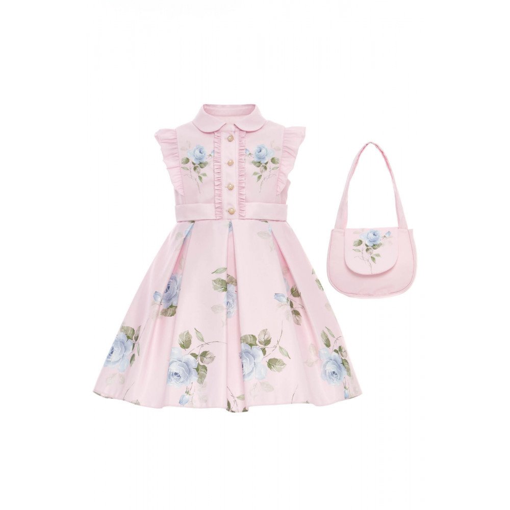 فستان - وردي - بنقشة زهور مع حقيبة مطابقة 36343