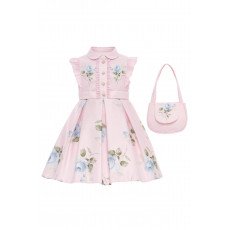 فستان - وردي - بنقشة زهور مع حقيبة مطابقة 36343