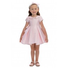 فستان - وردي - مع تفاصيل فيونكة و اكسسوار شعر 36169