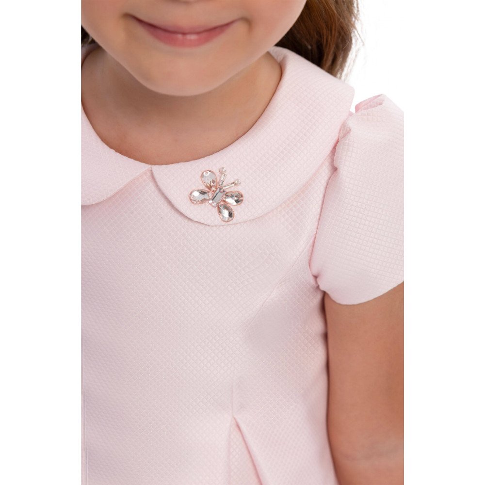 فستان - وردي - مع تفاصيل فيونكة و اكسسوار شعر 36169