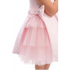 فستان - وردي - مع تفاصيل فيونكة و اكسسوار شعر 36169