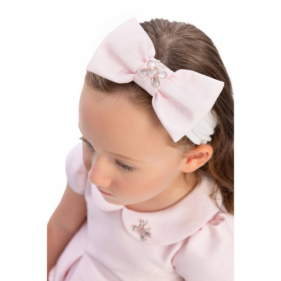 فستان - وردي - مع تفاصيل فيونكة و اكسسوار شعر 36169