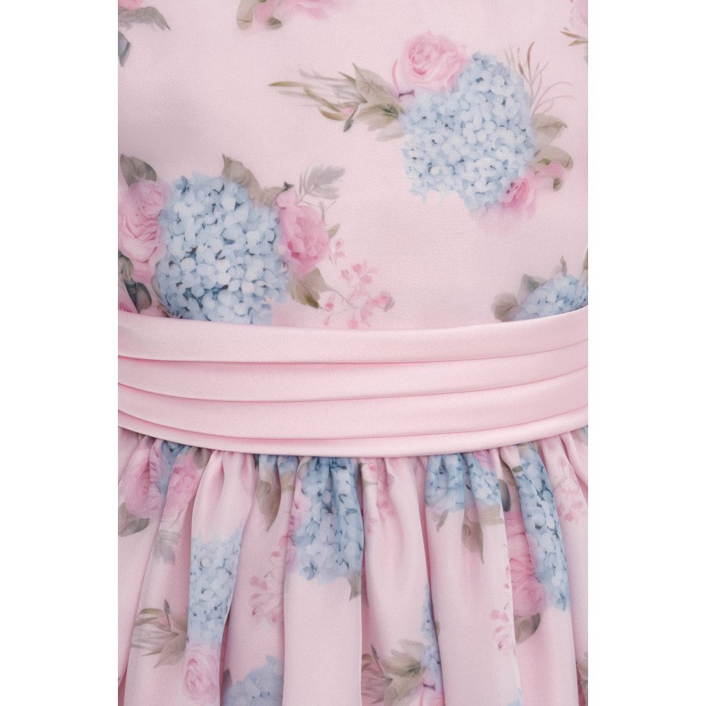 فستان ماكسي - وردي - من الأورجانزا مزين بالزهور مع إكسسوار للشعر 36368