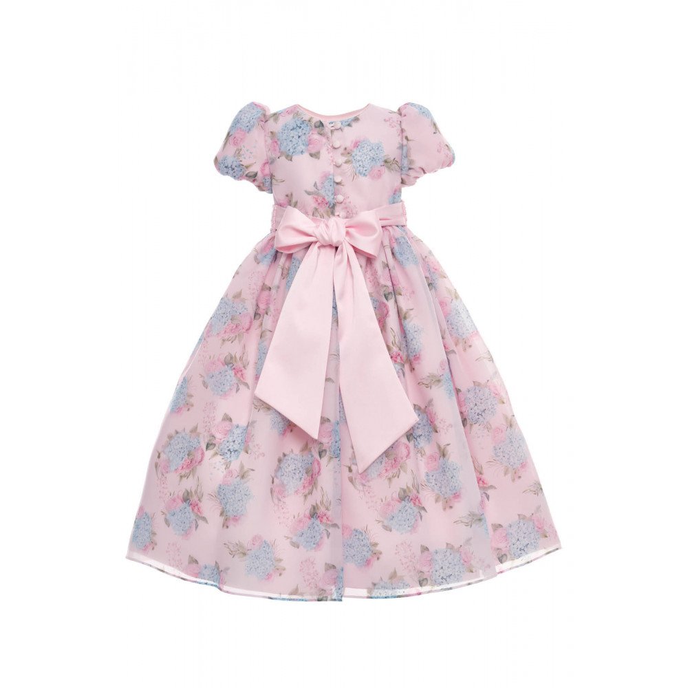 فستان ماكسي - وردي - من الأورجانزا مزين بالزهور مع إكسسوار للشعر 36368