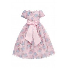 فستان ماكسي - وردي - من الأورجانزا مزين بالزهور مع إكسسوار للشعر 36368