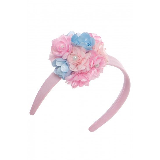 فستان ماكسي - وردي - من الأورجانزا مزين بالزهور مع إكسسوار للشعر 36368