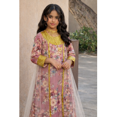 فستان شعبي مورد  ومطرز بتفاصيل ذهبية 240528