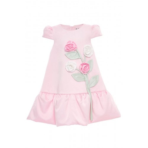 فستان بناتي - وردي - بأكمام منفوشة مع تطبيقات زهورر 36264 فستان بناتي - وردي - بأكمام منفوشة مع تطبيقات زهورر 36264