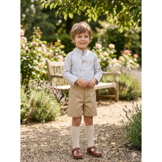 طقم ولادي كلاسيكي - قميص بياقة قصيرة وشورت بيج راقي202618