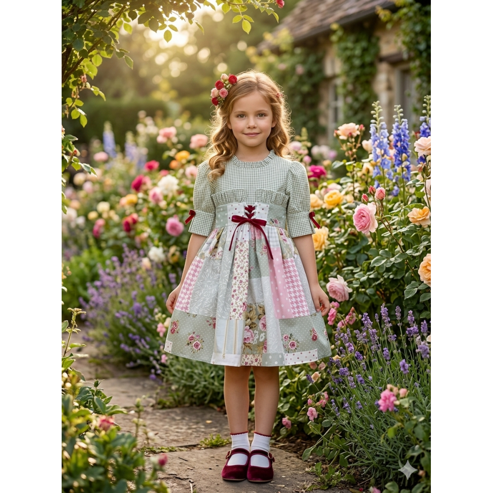 فستان بناتي فكتوري بنقشات الكاروهات والزهور ​ 202622