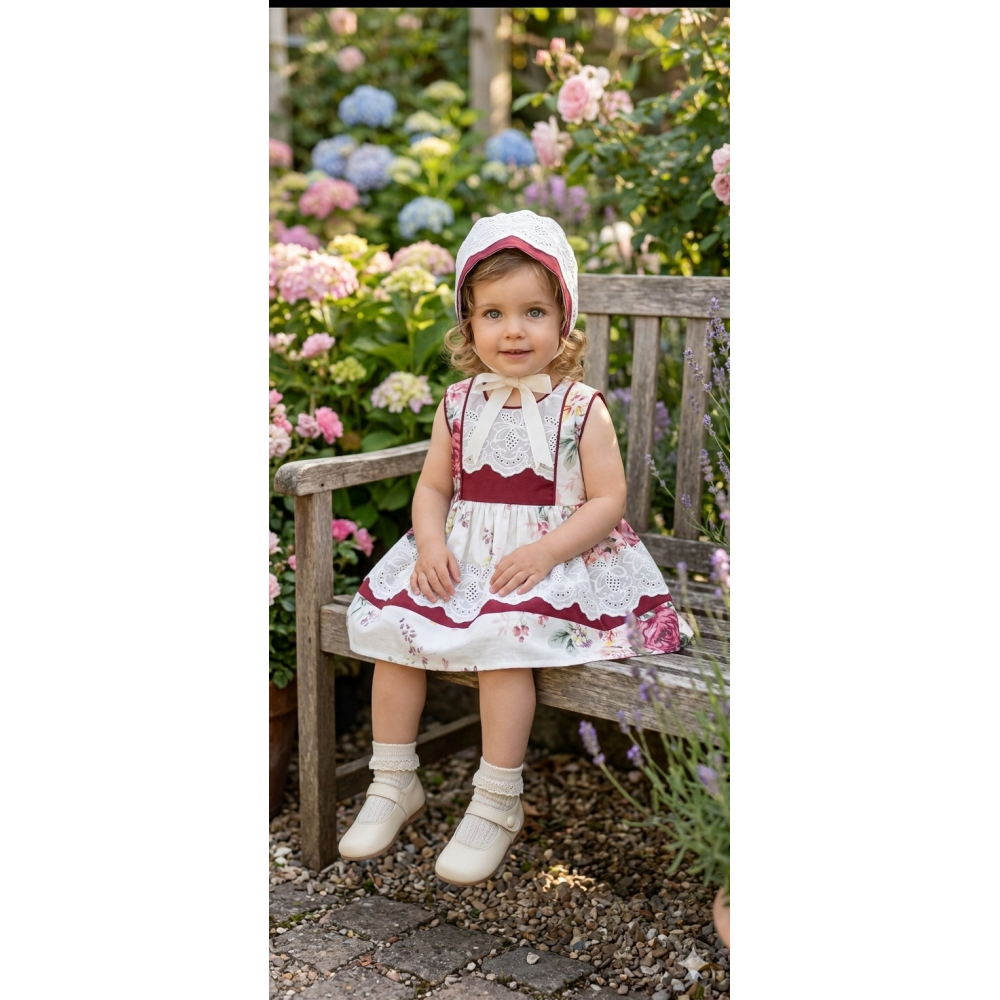 طقم بناتي  فخم فستان الوروود مع قبعة  202625