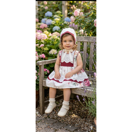 طقم بناتي  فخم فستان الوروود مع قبعة  202625