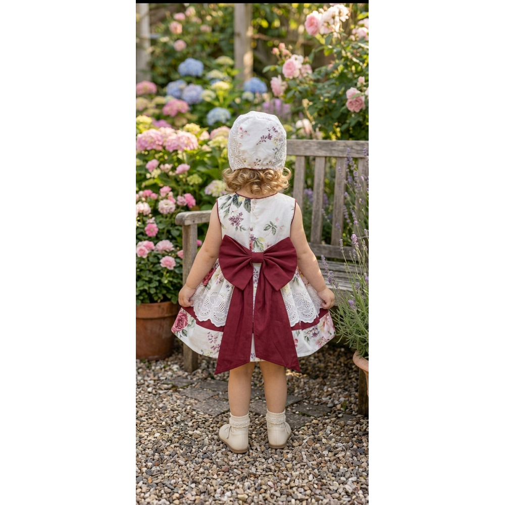 طقم بناتي  فخم فستان الوروود مع قبعة  202625