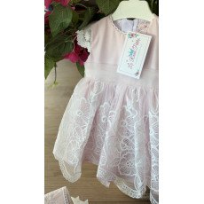 فستان دانتيل - وردي - فاخر للعيد والمناسبات مع قبعة 26016