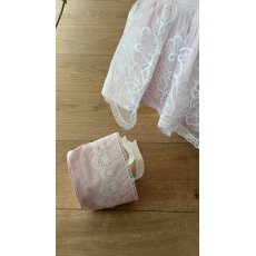 فستان دانتيل - وردي - فاخر للعيد والمناسبات مع قبعة 26016