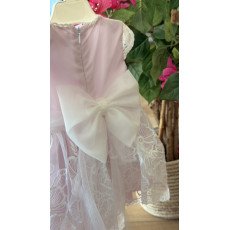 فستان دانتيل - وردي - فاخر للعيد والمناسبات مع قبعة 26016