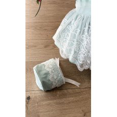 فستان دانتيل - أخضر - فاخر للعيد والمناسبات مع قبعة 26017