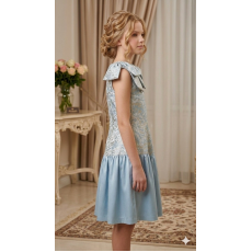 فستان ملكي للفتيات بتصميم فيونكات الكتف وقماش الجاكار الفاخر.  202627