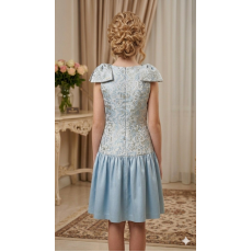 فستان ملكي للفتيات بتصميم فيونكات الكتف وقماش الجاكار الفاخر.  202627