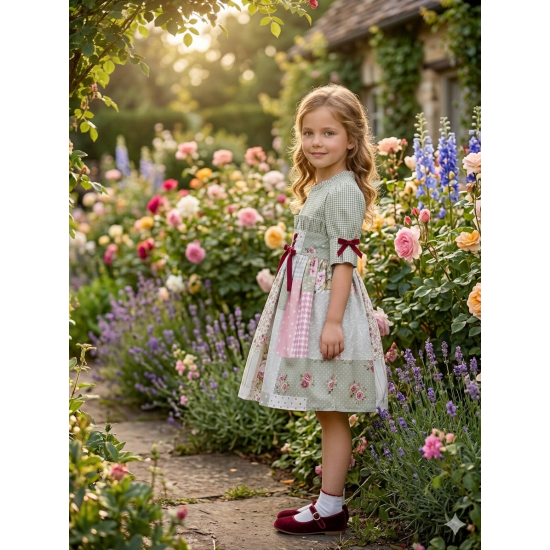 فستان بناتي فكتوري بنقشات الكاروهات والزهور 202622 فستان بناتي فكتوري بنقشات الكاروهات والزهور 202622