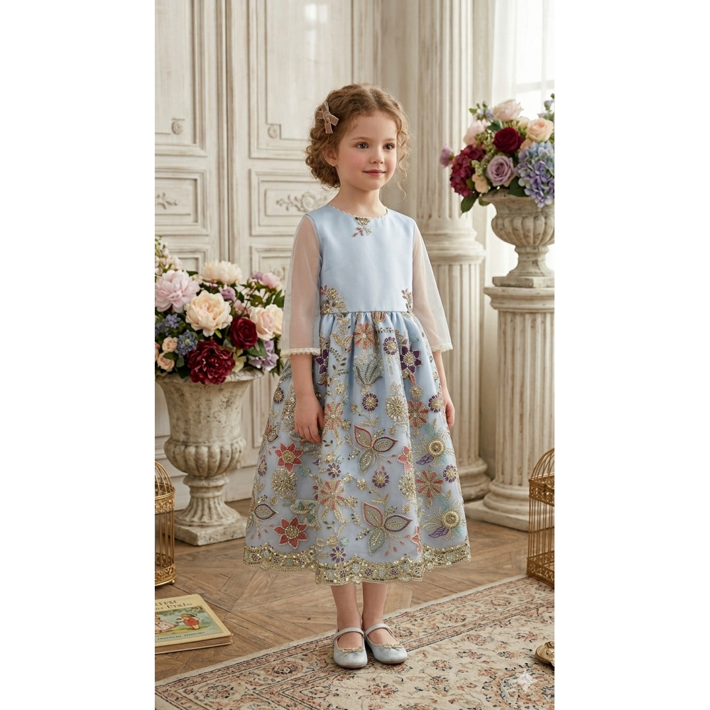 فستان الزهور الملكية – أزرق سماوي 26015