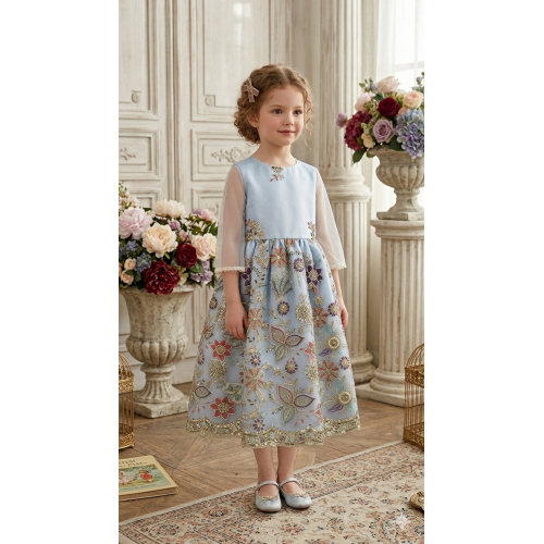 فستان الزهور الملكية – أزرق سماوي 26015