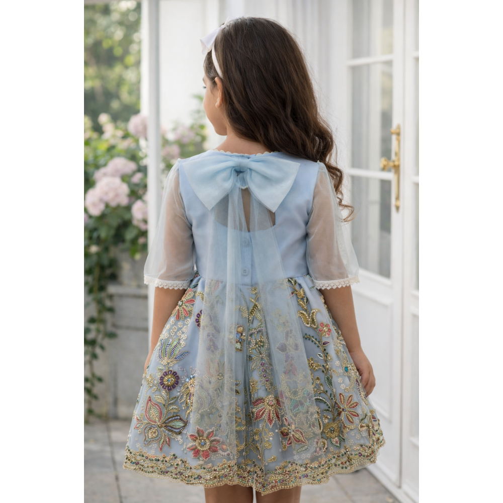 فستان الزهور الملكية – أزرق سماوي 26015