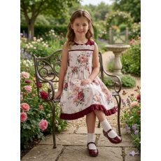 فستان  كلاسيكي بطبعة الوروود الربيعية مع فيونكة خلفية أنيقة  202626