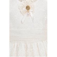 فستان دانتيل أبيض تصميم كلاسيكي للبنات الصغيرات مع ربطة رأس 36315 فستان دانتيل أبيض تصميم كلاسيكي للبنات الصغيرات مع ربطة رأس 36315