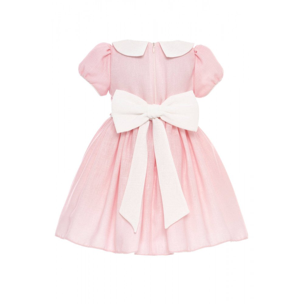 فستان بناتي - وردي - تطريز يدوي مع اكسسوار شعر 36323 فستان بناتي - وردي - تطريز يدوي مع اكسسوار شعر 36323