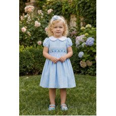 فستان بناتي - أزرق - تطريز يدوي مع اكسسوار شعر 36323 فستان بناتي - أزرق - تطريز يدوي مع اكسسوار شعر 36323