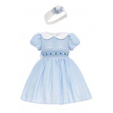 فستان بناتي - أزرق - تطريز يدوي مع اكسسوار شعر 36323 فستان بناتي - أزرق - تطريز يدوي مع اكسسوار شعر 36323