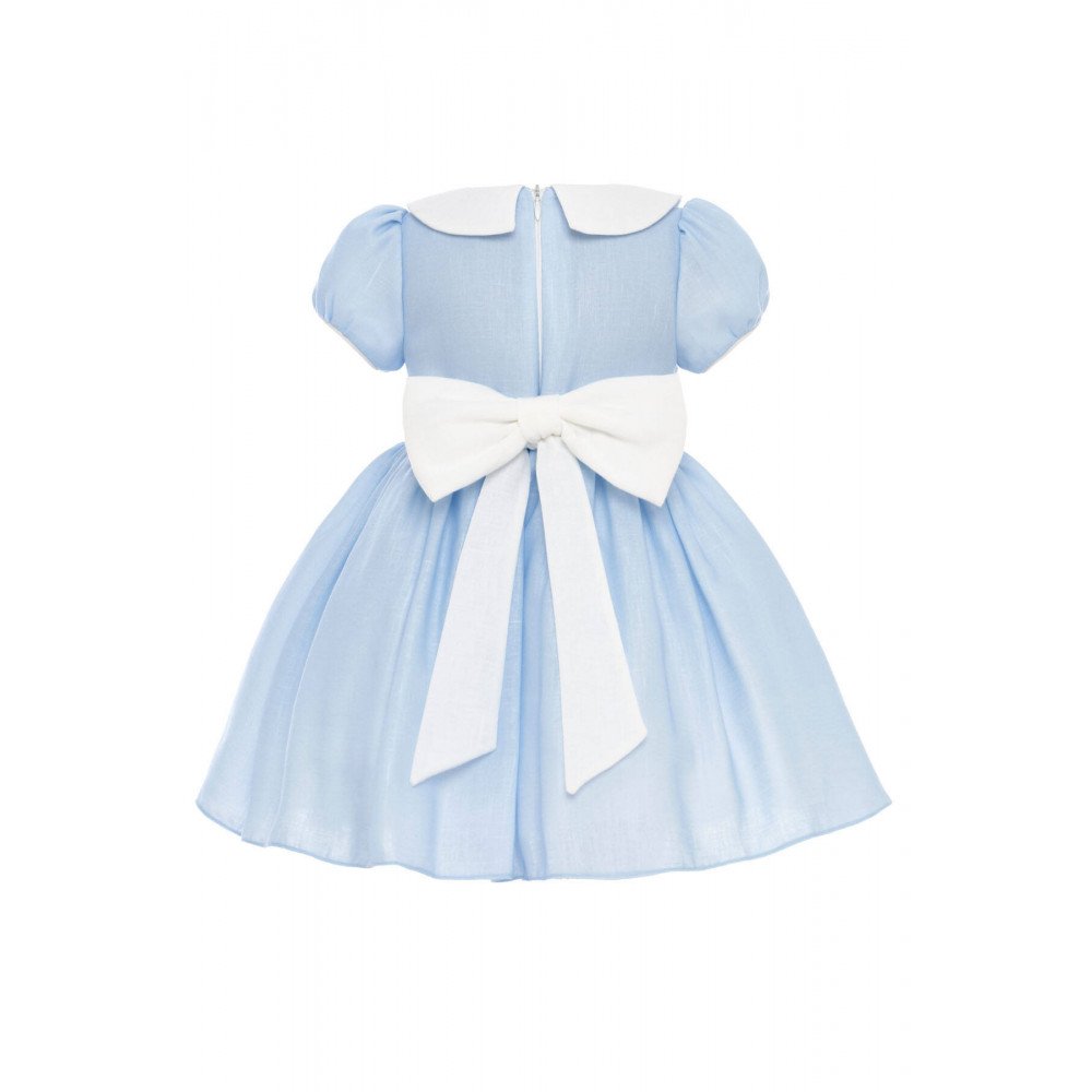 فستان بناتي - أزرق - تطريز يدوي مع اكسسوار شعر 36323 فستان بناتي - أزرق - تطريز يدوي مع اكسسوار شعر 36323