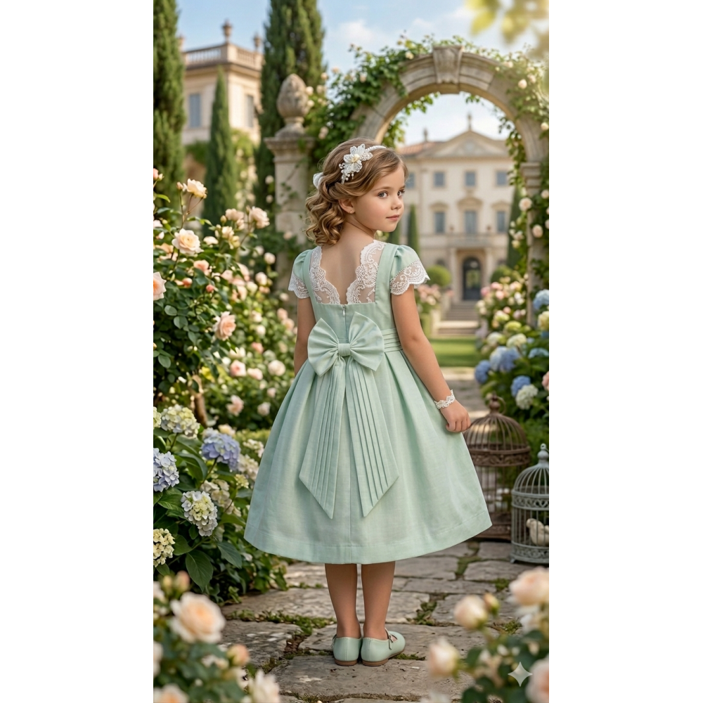 فستان أخضر دانتيل بفتحة ظهر 26008 فستان أخضر دانتيل بفتحة ظهر 26008