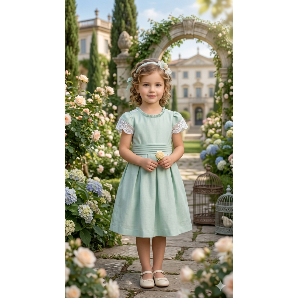 فستان أخضر دانتيل بفتحة ظهر 26008 فستان أخضر دانتيل بفتحة ظهر 26008